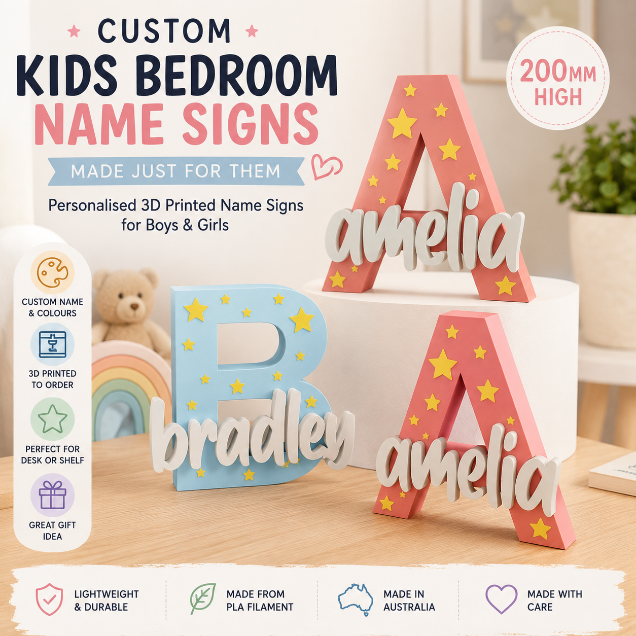 Desk Mounted Kids bedroom sign