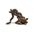 Tan and black patterned 3D-printed snake draped over a low wood-look branch stand