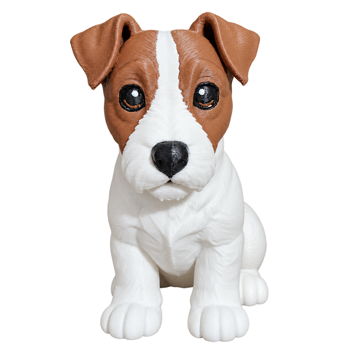 Brown & White Terrier 100mm 3D-printed dog figurine, front view