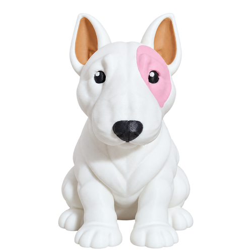 Bull Terrier 100mm 3D-printed dog figurine, front view