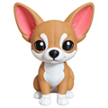 Chihuahua 100mm 3D-printed dog figurine, front view