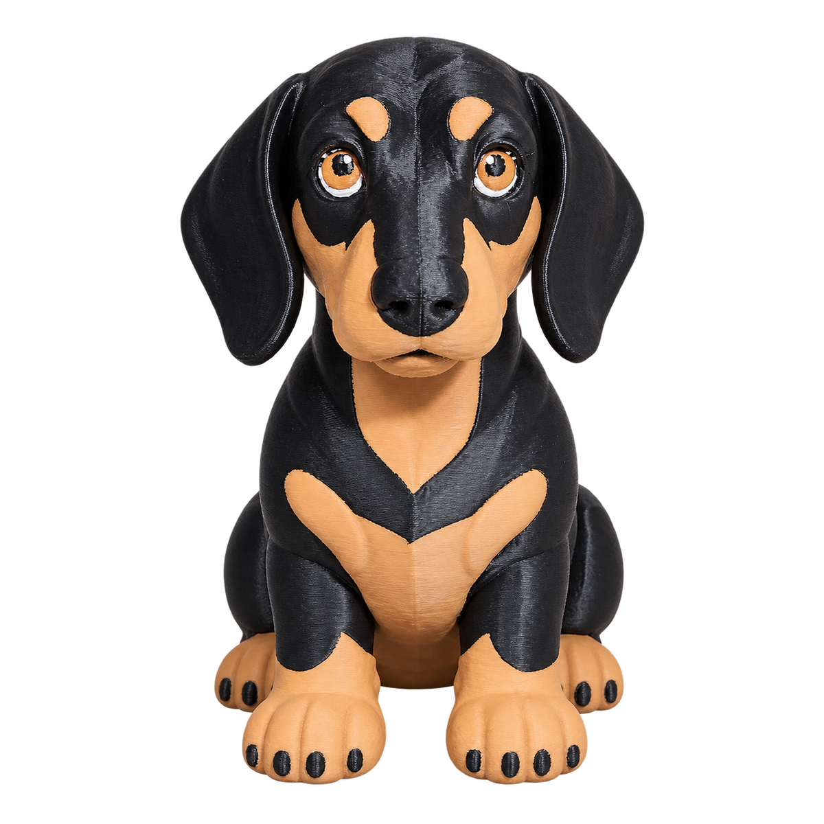 Dachshund 100mm 3D-printed dog figurine, front view