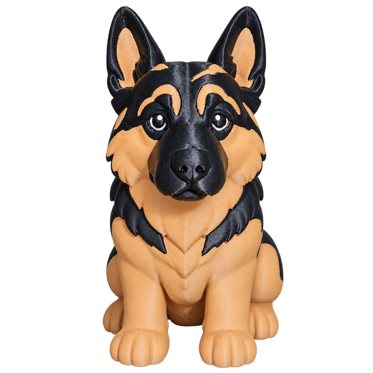 German Shepherd 100mm 3D-printed dog figurine, front view