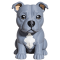 Grey Staffy 100mm 3D-printed dog figurine, front view