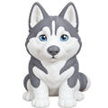 Husky 100mm 3D-printed dog figurine, front view