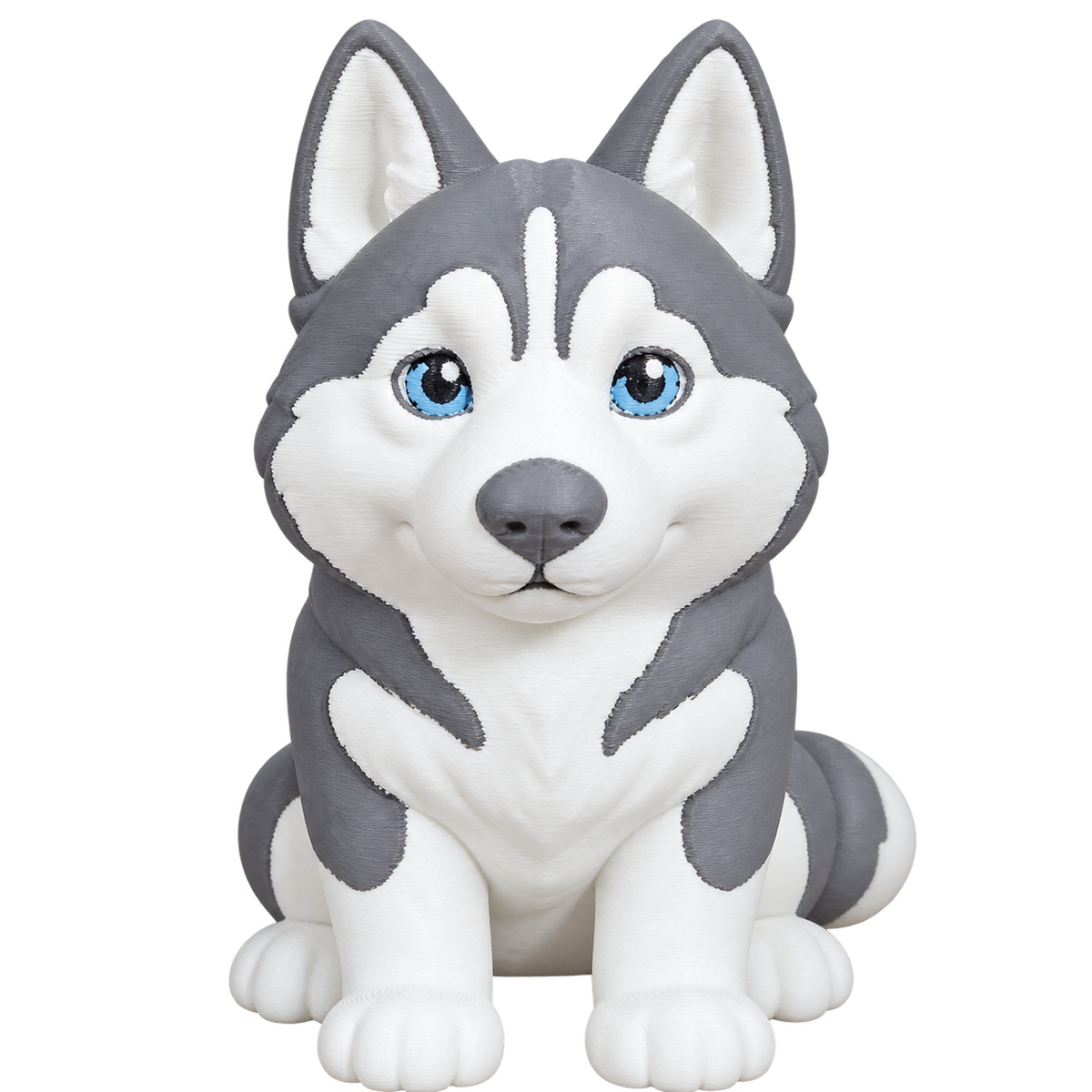 Husky 100mm 3D-printed dog figurine, front view