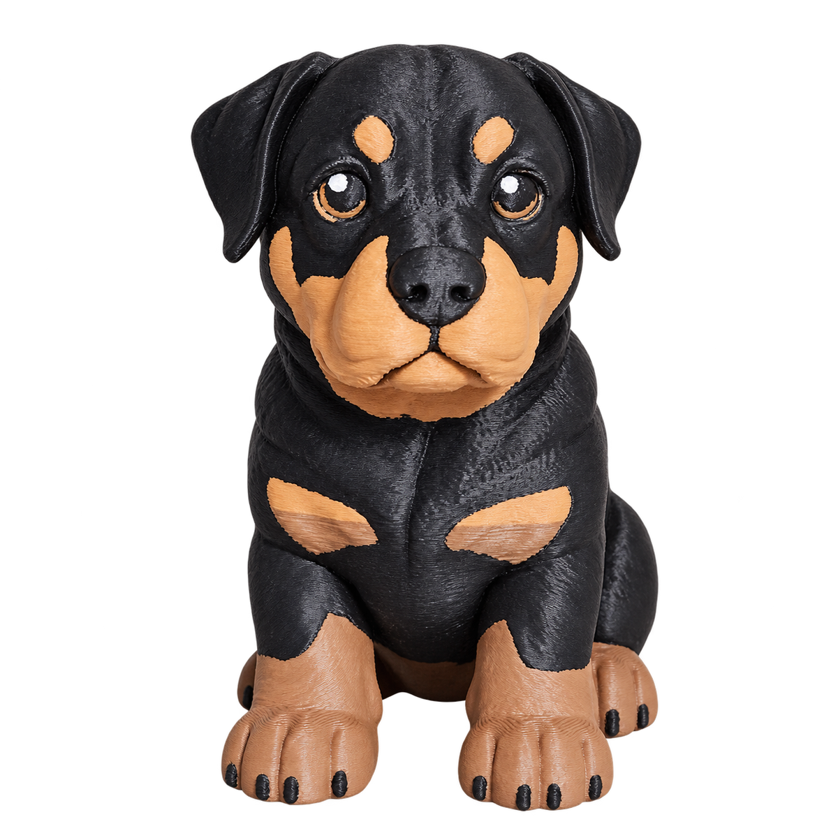 Rottweiler 100mm 3D-printed dog figurine, front view