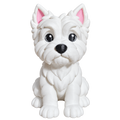 White Terrier 100mm 3D-printed dog figurine, front view