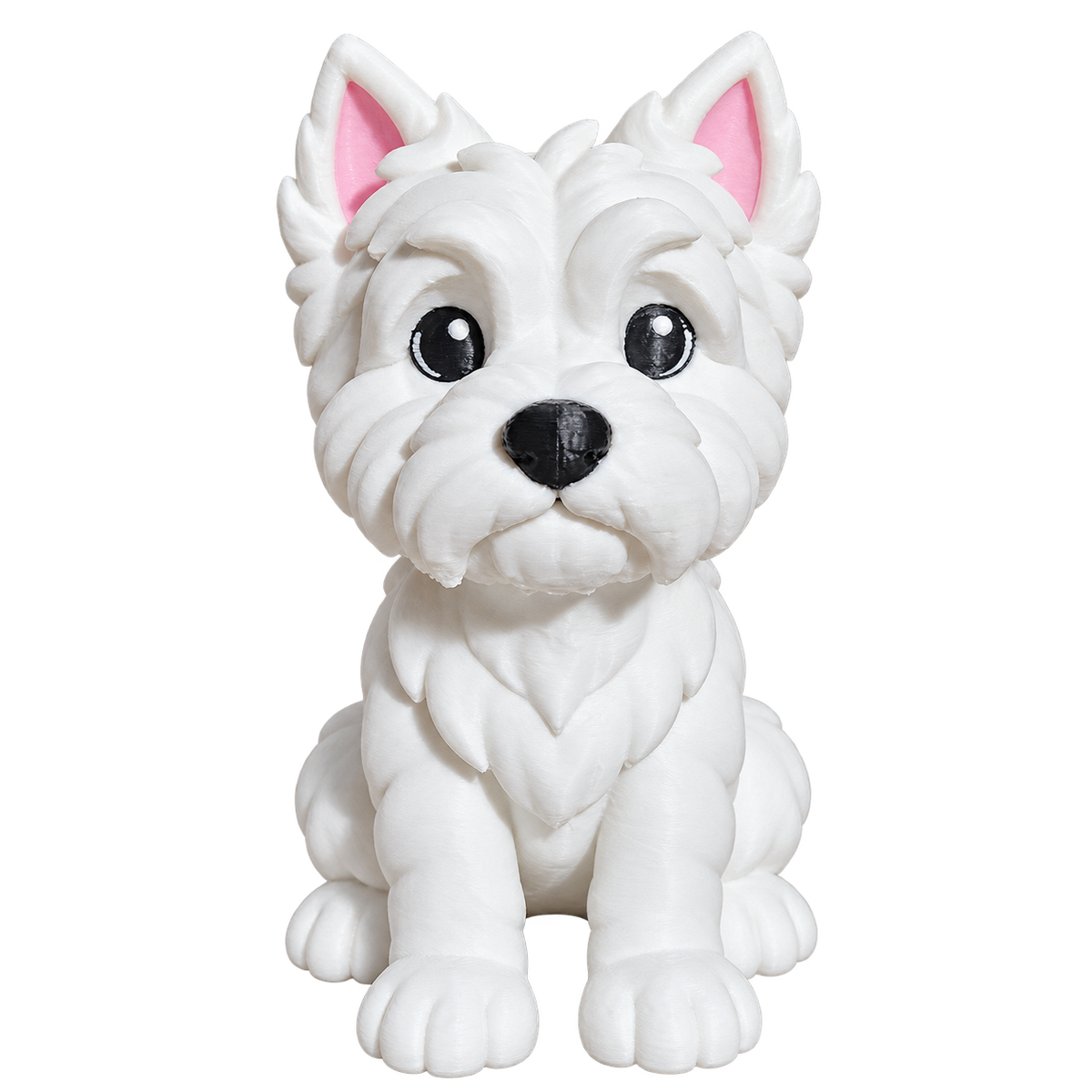 White Terrier 100mm 3D-printed dog figurine, front view